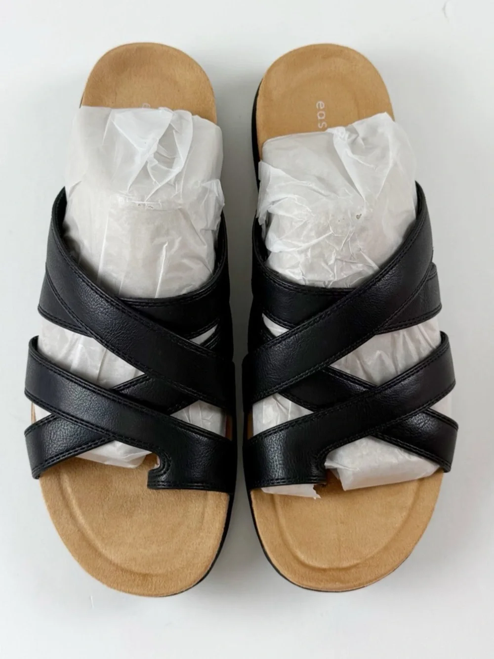 Easy Spirit Westly Strappy Slip-On Sandals Womens 10M Black Smooth NWT
